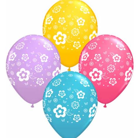 Flower Printed Balloons empty 4/Pkg