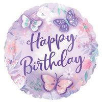 Birthday Butterflies 18 inch Round Foil Balloon