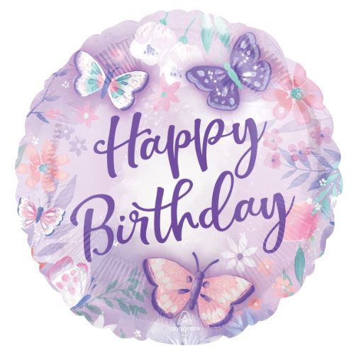 Birthday Butterflies 18 inch Round Foil Balloon