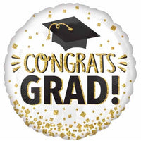 Grad Gold Glitter 18 inch Foil Balloon