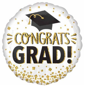 Grad Gold Glitter 18 inch Foil Balloon