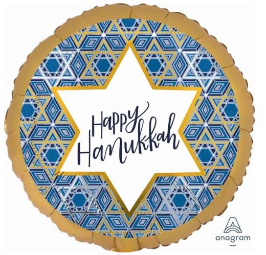 Happy Hanukkah 18 Inch Round Foil Balloon