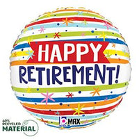 Happy Retirement Colourful Stripes 18" Round Foil Balloon
