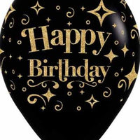 Happy Birthday Balloon Black - empty 5/package