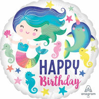 Happy Birthday Colourful Ocean Fun 18 inch Foil Balloon empty