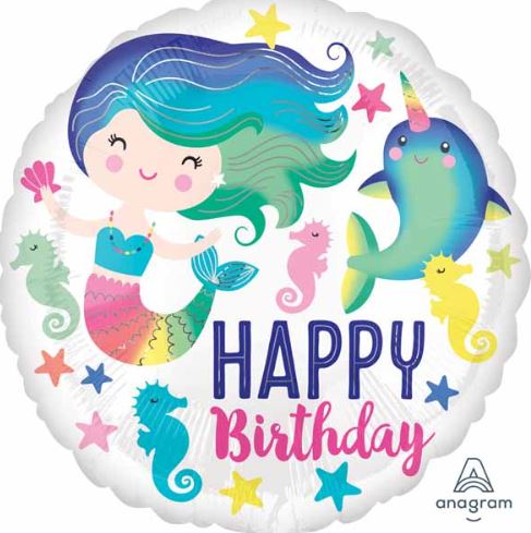Happy Birthday Colourful Ocean Fun 18 inch Foil Balloon empty