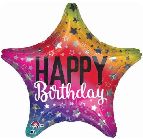 Birthday Rainbow Star shaped 18 inch Foil Balloon