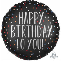 Happy Birthday to You Black polka Dot 18 inch Mylar Balloon