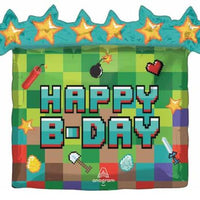 Pixel Party Happy B-Day 25 inch Foil Balloon