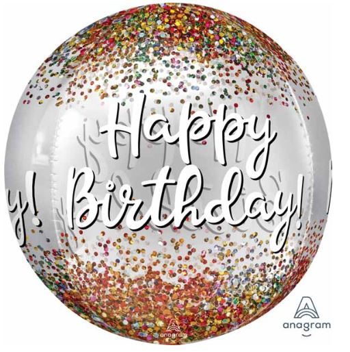 Happy Birthday Sequins 15 inch Orbz Balloon