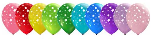 Stars multicolour Printed Balloons empty 5/Pkg