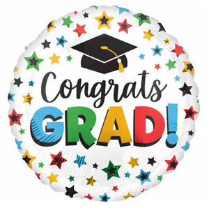 Multicoloured Grad 18" Foil Balloon