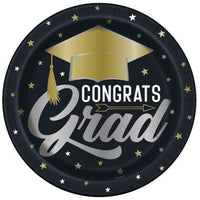 Stars & Caps Graduation Round 9" Dinner Plates 8ct