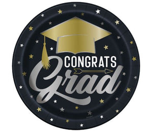 Stars & Caps Graduation Round 9" Dinner Plates 8ct