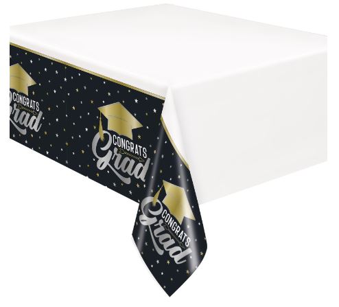 Stars & Caps Graduation Rectangular Plastic Table Cover