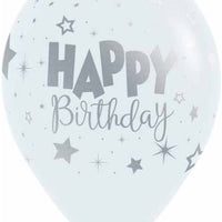 Happy Birthday Balloon White - empty 5/package