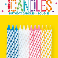 multi-colour spiral candles 24 per package