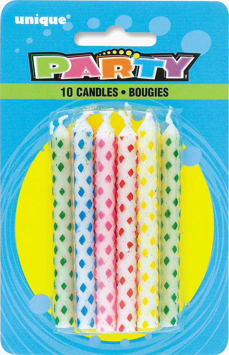 multicoloured diamond dot birthday candles