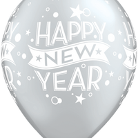 Silver Happy New Year Printed latex balloons