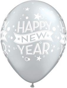 Silver Happy New Year Printed latex balloons