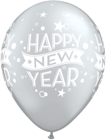 Silver Happy New Year Printed latex balloons