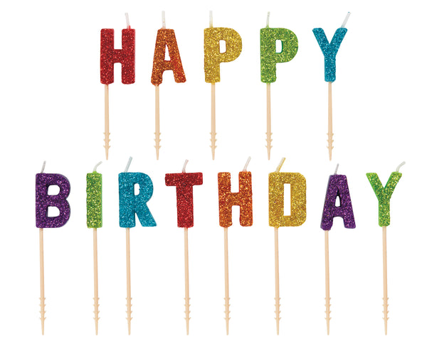 Happy birthday Rainbow Glitter Pick Candles