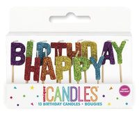 Happy birthday Rainbow Glitter Pick Candles package
