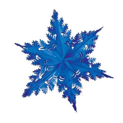 blue metallic winter snowflake 24 inches 1 per package