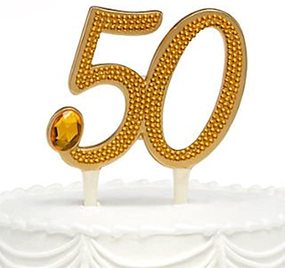 gilded 50th anniversary cake pick