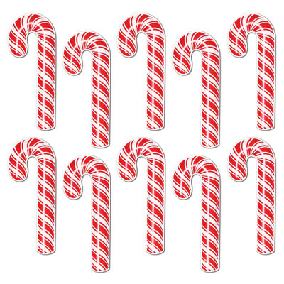candy cane decorations, measure 7.5 inches, 10 per package