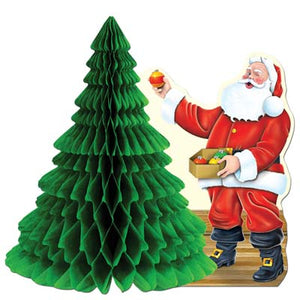 Santa decorating tree centerpiece measures 11 inches