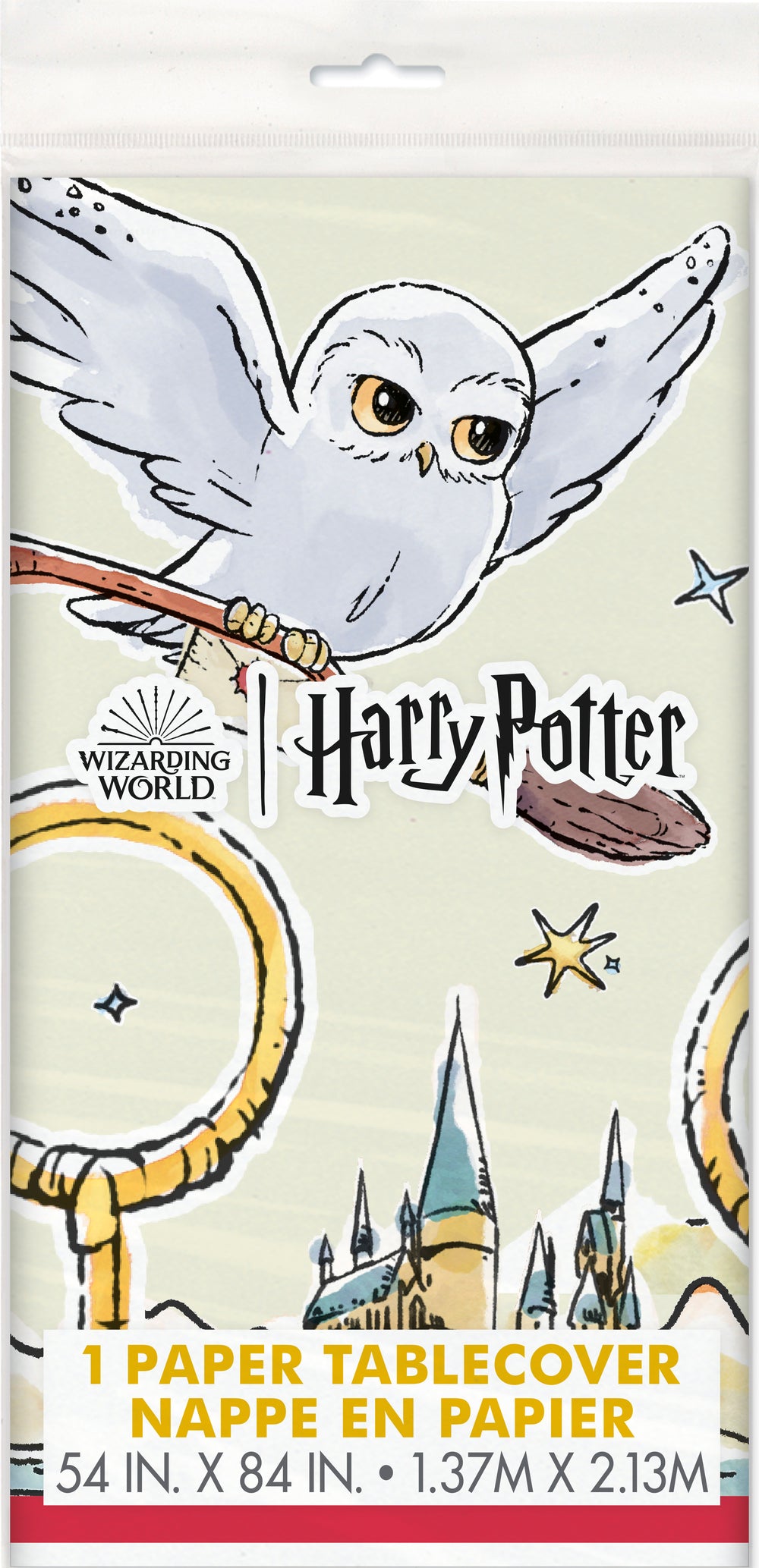 Harry Potter paper tablecover with measuring 54 inches by 84 inches