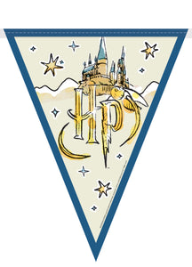 pennant flag from banner with Hogwarts castle included in decorating kit