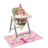 pink first birthday high chair decorating kit