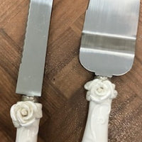 25th Anniversary Porcelain cake knife and server set