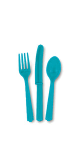 Caribbean Teal Assorted Plastic Cutlery