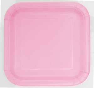 pink square dessert plates