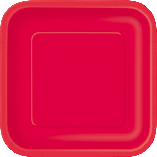 Red square Dinner Paper Plates