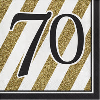 30th Birthday Black & Gold Luncheon Napkins 12 count