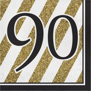 30th Birthday Black & Gold Luncheon Napkins 12 count