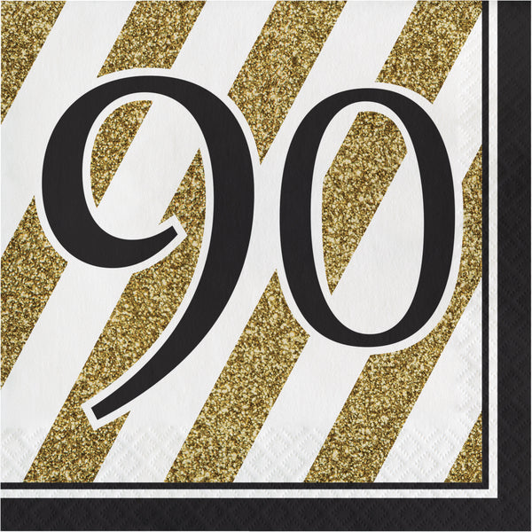 30th Birthday Black & Gold Luncheon Napkins 12 count
