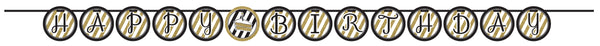Black & Gold Happy Birthday Circle Banner 6ft