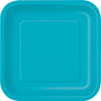 Caribbean Teal Square Paper Dinner Plates