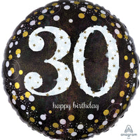 Sparkling birthday 30 holographic 18 inch foil balloon