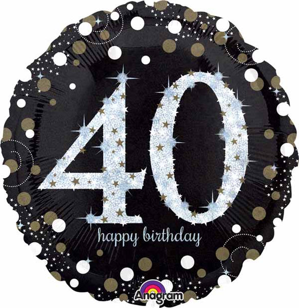 40th holographic foil balloon