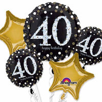 40th Holographic Helium foil balloon bouquet