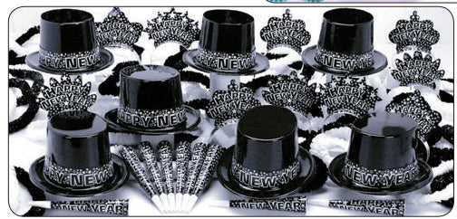 Black Starry Nights New Year's Eve Party kit for 50