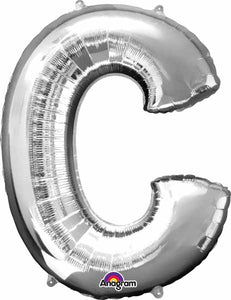 silver foil letter C balloon 34 inch