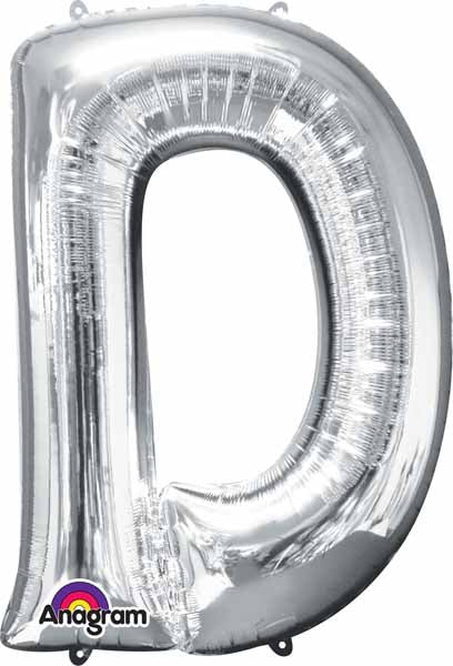 silver foil letter D balloon 34 inch