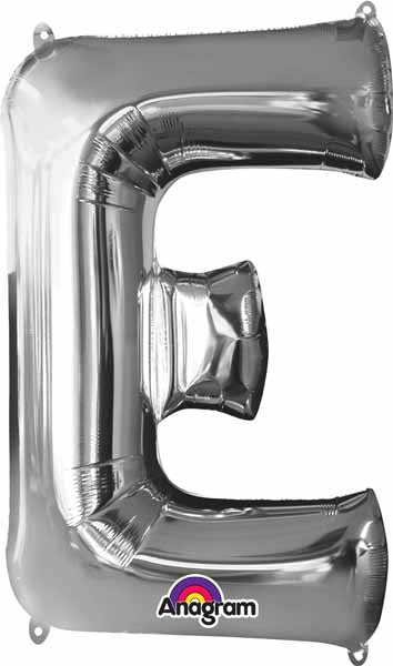 silver foil letter E balloon 34 inch